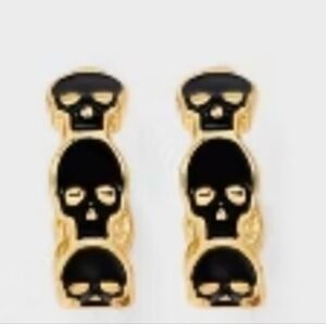 Sugarfix by BaubleBar Black Enamel and Gold Colored Skeleton Halloween Earrings